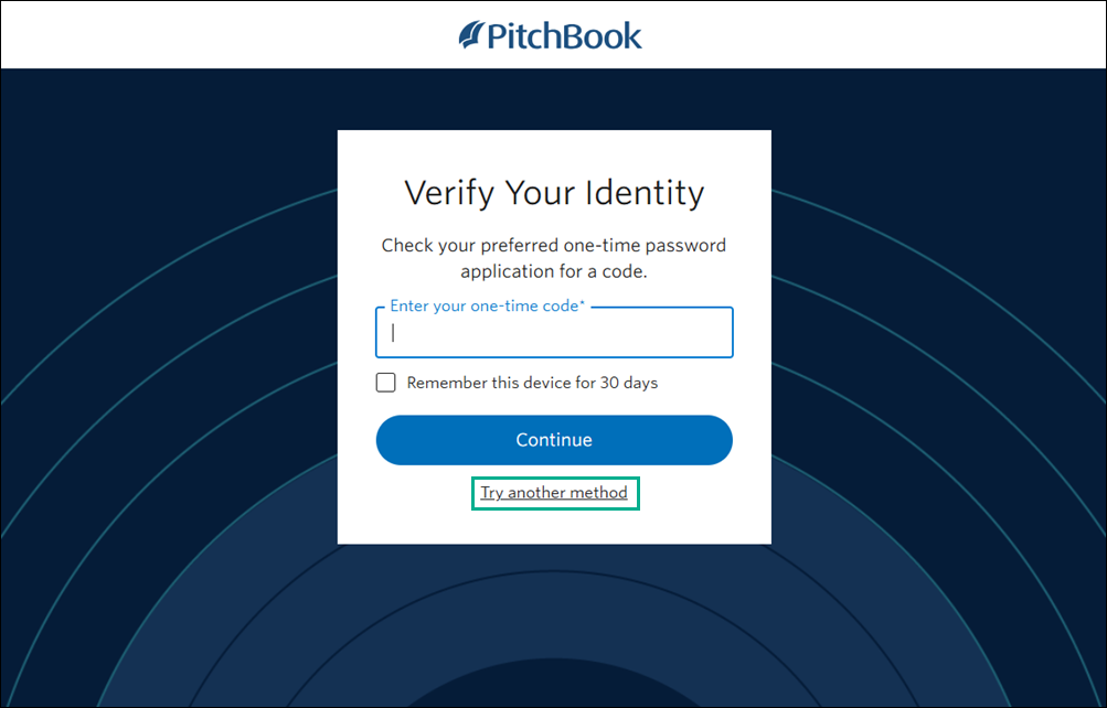 Method 1003 Getting started with multi-factor authentication (MFA) - PitchBook